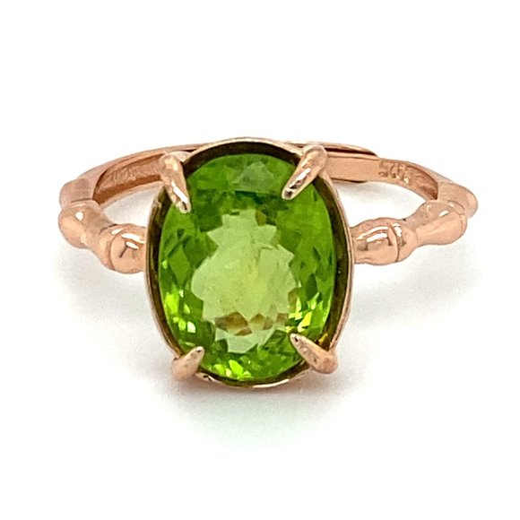 Peridot 3.40ct Rose Gold Finish Solid Silver Ring